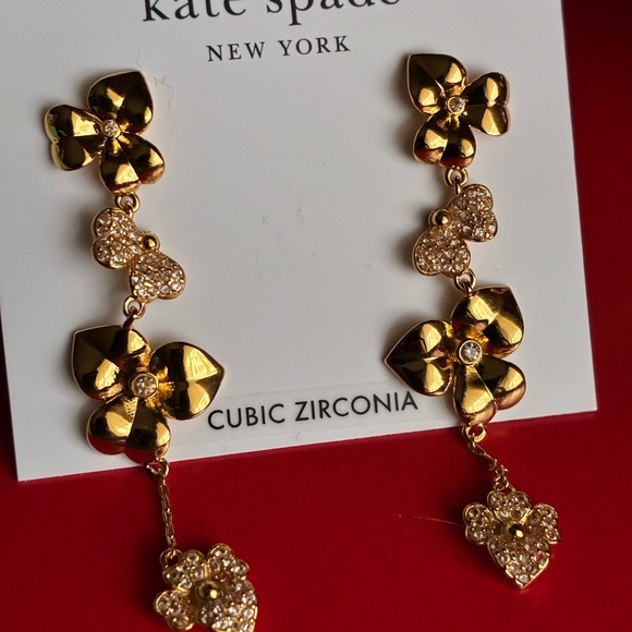 Kate Spade Gold Floral Heart Drop Earrings - Picture 4 of 8